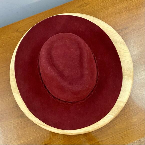 Borsalino Vintage Woven Brushed Red Felt Hat Calidad Superior Fedora Mens Sz 56 - Picture 7 of 9